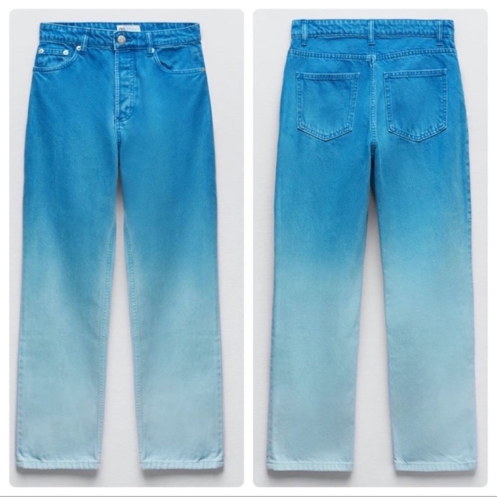 ZARA Two-Tone Blue Ombré Straight Fit Jeans